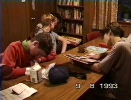 The youngsters enjoy the cosy common room at Raasay youth hostel
